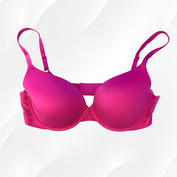 Victoria’s Secret Bright Hot Pink Biofit Demi Uplift Bling Bra ~ Size 36D - Picture 1 of 12
